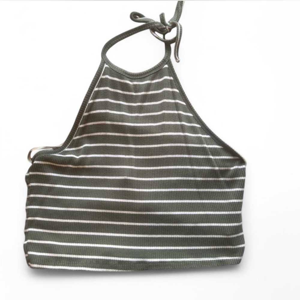 green and white striped halter top